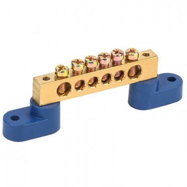 Фотография товара 'Rexant 11-2332 Шина «N» нулевая 8х12 мм на двух угловых синих изоляторах'