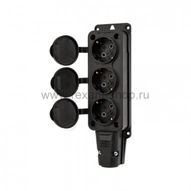 Фотография товара 'Rexant Розетка штепсельная трехместная влагозащищенная, 16 А, IP54, 111-113'