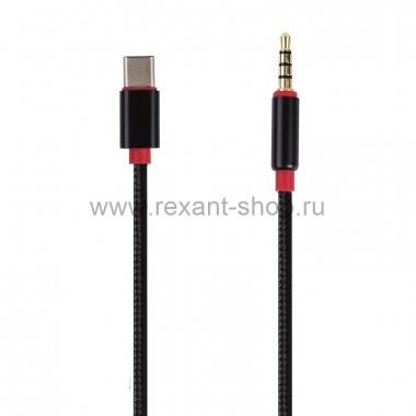 Фотография товара 'Rexant AUX-кабель USB 3.1 Type-C (male)-AUX 3,5 мм (male) 1 м, 18-0173'