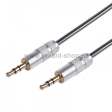 Фотография товара 'Rexant AUX-кабель в гибкой металлической оплетке 3.5 мм 1 м , 18-4091'