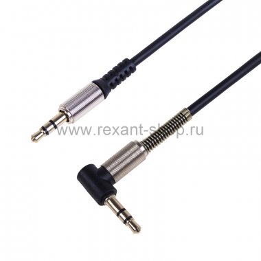 Фотография товара 'Rexant Аудио кабель 3,5 мм штекер-штекер угловой, металлические разъемы, 1 м, 18-4065'