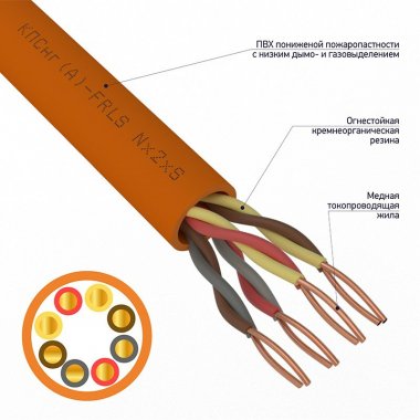 Фотография товара 'Rexant 01-4952 Кабель огнестойкий КПСнг(А)-FRLS, 4x2x0,50 мм?, бухта 200 м'