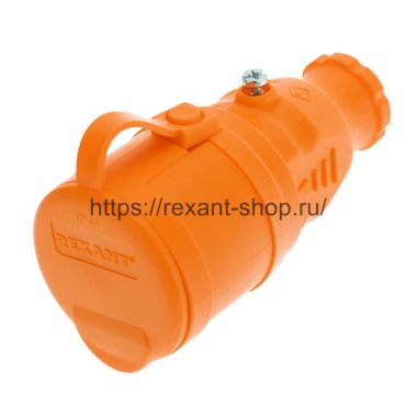 Фотография товара 'Rexant Розетка переносная влагозащищенная с крышкой, с/з, 16 А, IP44, каучук, 111-123'