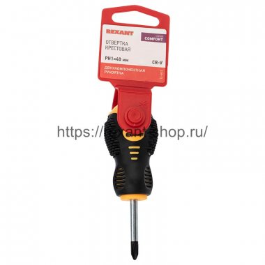 Фотография товара 'Rexant Отвертка крестовая PH 1х40 мм, двухкомпонентная рукоятка, 12-6412'