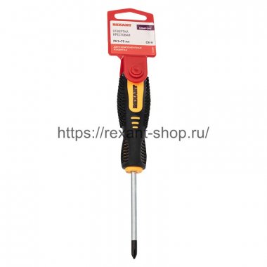 Фотография товара 'Rexant Отвертка крестовая PH 1х75 мм, двухкомпонентная рукоятка, 12-6404'
