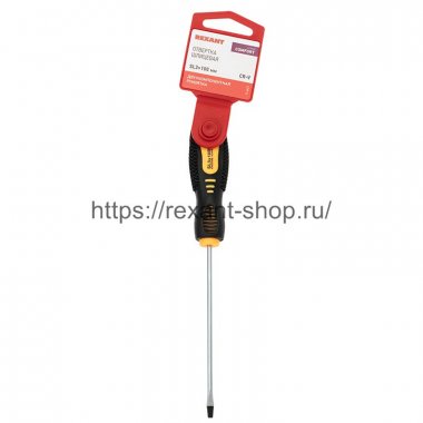 Фотография товара 'Rexant Отвертка шлицевая SL 3х100 мм, двухкомпонентная рукоятка, 12-6421'