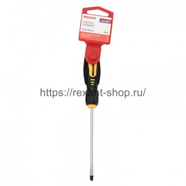 Фотография товара 'Rexant Отвертка шлицевая SL 4х100 мм, двухкомпонентная рукоятка, 12-6424'