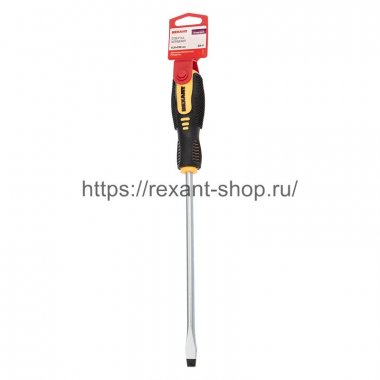 Фотография товара 'Rexant Отвертка шлицевая SL 8х200 мм, двухкомпонентная рукоятка, 12-6433'