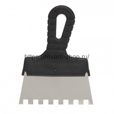 Фотография товара 'Rexant Шпатель фасадный REXANT 150 мм зуб 10х10 нержавеющая сталь, пластмассовая ручка, 89-0231'