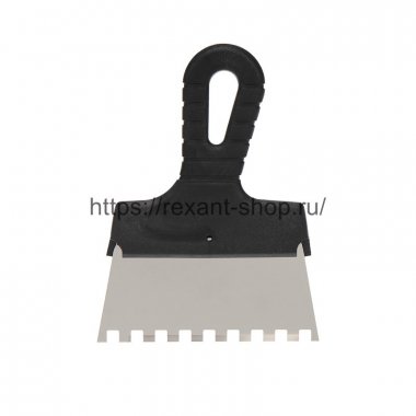 Фотография товара 'Rexant Шпатель фасадный REXANT 150 мм зуб 8х8 нержавеющая сталь, пластмассовая ручка, 89-0226'