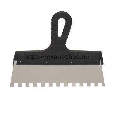 Фотография товара 'Rexant Шпатель фасадный REXANT 250 мм зуб 10х10 нержавеющая сталь, пластмассовая ручка, 89-0233'