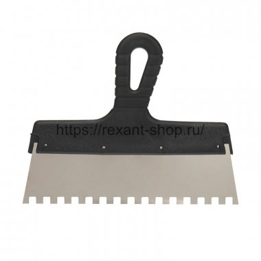 Фотография товара 'Rexant Шпатель фасадный REXANT 250 мм зуб 8х8 нержавеющая сталь, пластмассовая ручка, 89-0228'