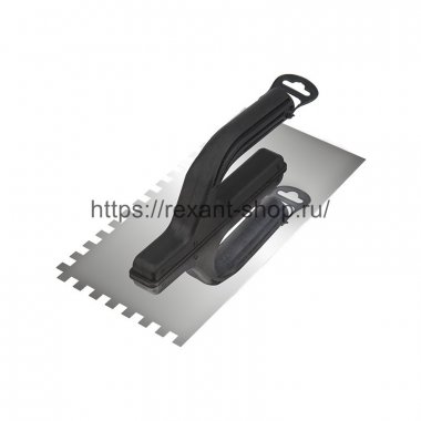Фотография товара 'Rexant Гладилка нержавеющая 130х270 мм, зуб 8х8 мм, пластиковая ручка, 89-0254'