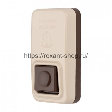 Фотография товара 'Rexant Кнопка для проводного звонка, пластик, 220 В, 924-055'
