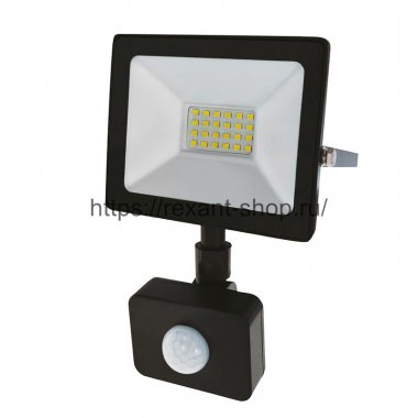 Фотография товара 'Rexant Прожектор светодиодный с датчиком движения 20 Вт 200–260В IP44 1600 лм 6500 K, 605-008'