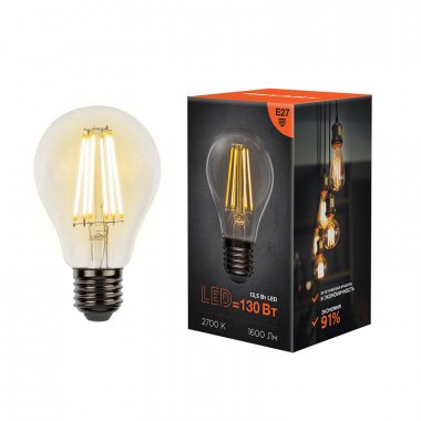 Фотография товара 'Rexant Лампа филаментная Груша A60 13.5 Вт 1600 Лм 2700K E27, 604-081'