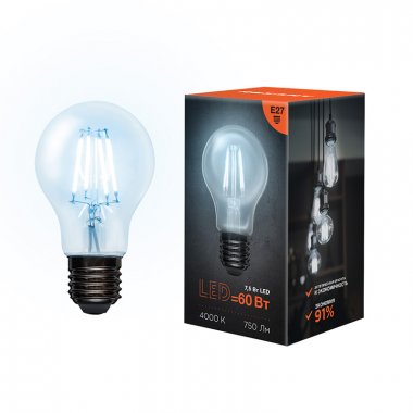 Фотография товара 'Rexant Лампа филаментная Груша A60 7.5 Вт 750 Лм 4000K E27, 604-073'