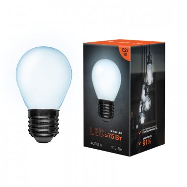 Фотография товара 'Rexant Лампа филаментная Шарик GL45 9.5 Вт 915 Лм 4000K E27, 604-136'