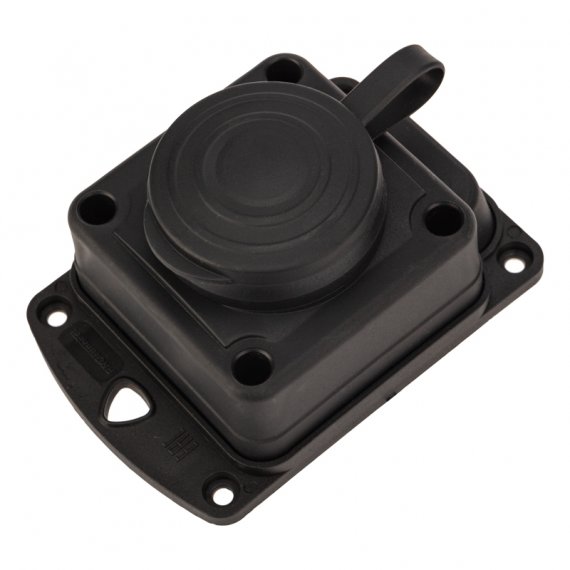 Фотография товара 'Rexant 111-111-4 Розетка каучуковая 1 гнездо с крышкой черная, с/3, 16А, IP44'