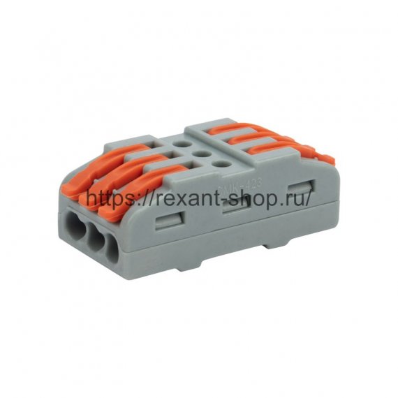Фотография товара 'Rexant Клемма соединительная многоразовая проходная 3 полюса 07-6263-3'