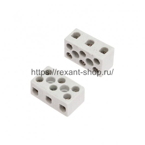 Фотография товара 'Rexant Клемма керамическая винтовая 4 мм? 3 пары контактов 07-6225'
