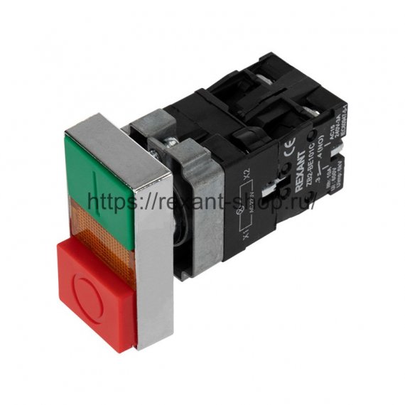 Фотография товара 'Rexant Кнопка LAY5 «I-O» прямоугольная 230 В NO+NC 36-5541'