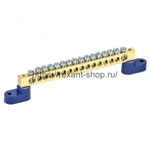 Фотография товара 'Rexant Шина «N» нулевая 8х12 мм на двух угловых синих изоляторах 11-2337'