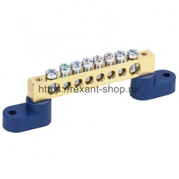 Фотография товара 'Rexant Шина «N» нулевая 8х12 мм на двух угловых синих изоляторах 11-2333'