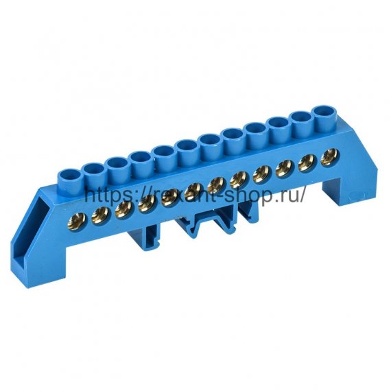 Фотография товара 'Rexant Шина «N» нулевая в комбинированном синем изоляторе на DIN-рейку 11-2318'