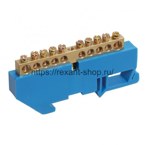 Фотография товара 'Rexant Шина «N» нулевая с синим изолятором на DIN-рейку 11-2341'