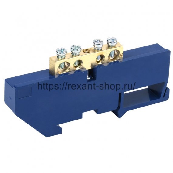 Фотография товара 'Rexant Шина «N» нулевая с синим изолятором на DIN-рейку 6x9 мм 11-2338'