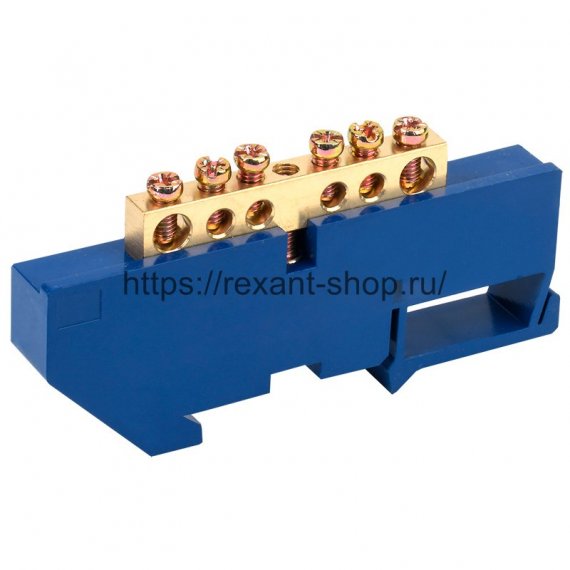 Фотография товара 'Rexant Шина «N» нулевая с синим изолятором на DIN-рейку 6x9 мм 11-2339'