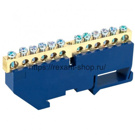 Фотография товара 'Rexant Шина «N» нулевая с синим изолятором на DIN-рейку 11-2342'