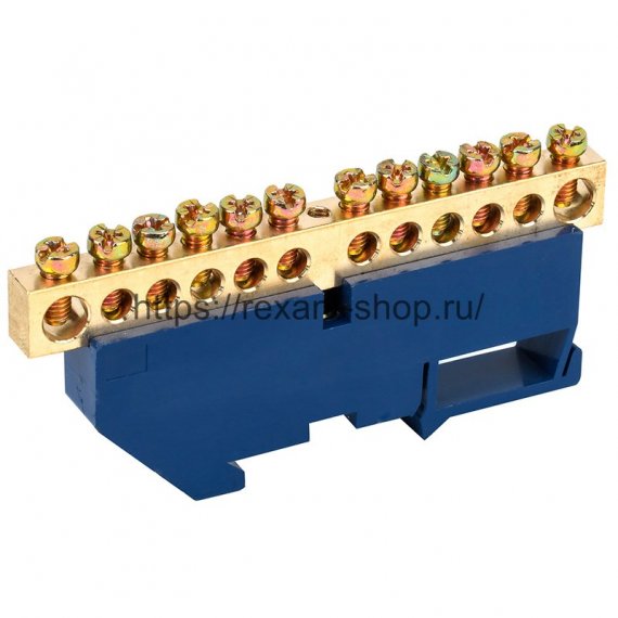 Фотография товара 'Rexant Шина «N» нулевая с синим изолятором на DIN-рейку 11-2349'