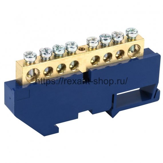 Фотография товара 'Rexant Шина «N» нулевая с синим изолятором на DIN-рейку 11-2347'