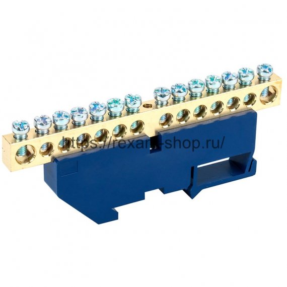 Фотография товара 'Rexant Шина «N» нулевая с синим изолятором на DIN-рейку 11-2350'