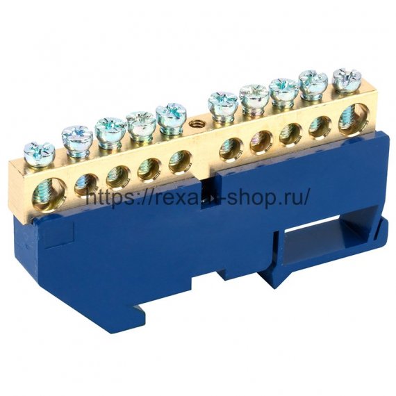 Фотография товара 'Rexant Шина «N» нулевая с синим изолятором на DIN-рейку 11-2348'