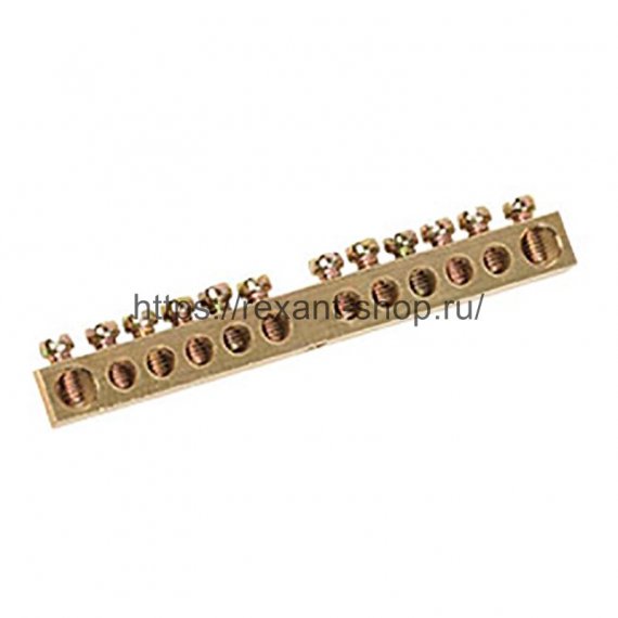 Фотография товара 'Rexant Шина PEN «земля-ноль» 6х9 мм 12/1 (12 групп/крепеж по центру) 11-2360'