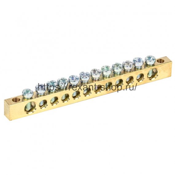 Фотография товара 'Rexant Шина PEN «земля-ноль» 6х9 мм 12/2 (12 групп/крепеж по краям) 11-2368'