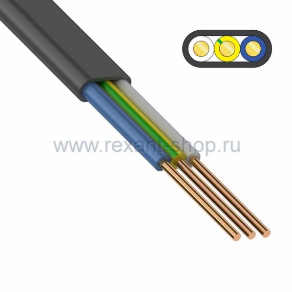 Фотография товара 'Rexant Кабель ВВГнг(А)-П 3х1,5 (ККЗ) 01-8211-3'