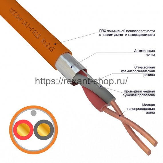 Фотография товара 'Rexant Кабель огнестойкий ИВКЗ КПСЭнг(А)-FRLS 1х2х0,75 мм 01-4977'