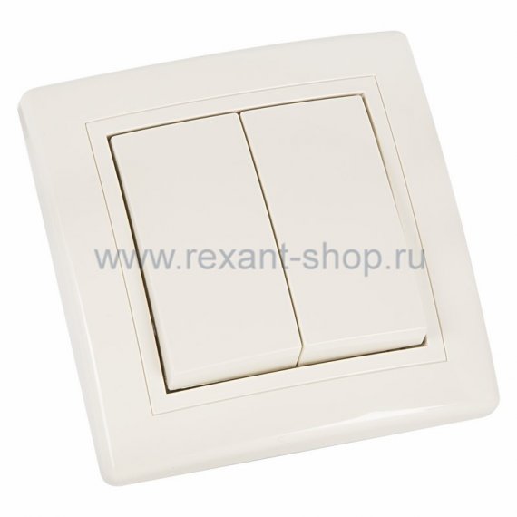 Фотография товара 'Rexant Выключатель двухклавишный,скрытой установки 78-0143'