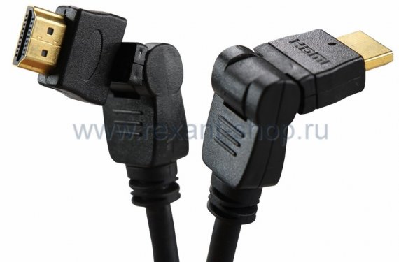 Фотография товара 'Rexant Шнур HDMI - HDMI gold, 2М, с фильтрами угловой 17-6204-3'