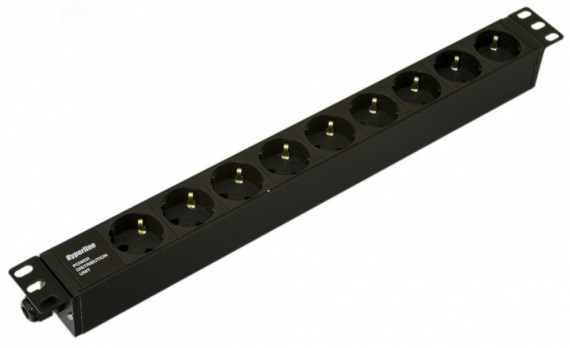 Фотография товара 'Rexant 04-0101-1 Блок распределения питания для 19" шкафов, горизонтальный, 6 розеток СЕЕ 7/4, 16A'