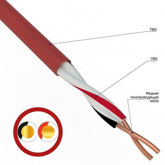 Фотография товара 'Rexant 01-4857-1 Кабель для пожарной сигнализации КПСВЭВ 2x2x1,00 мм?, бухта 200м'