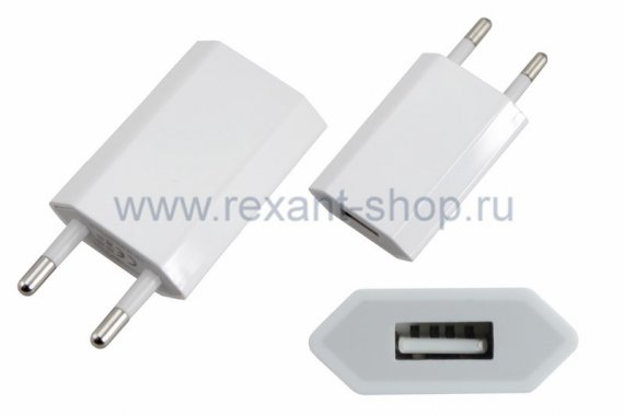 Фотография товара 'Rexant Сетевое зарядное устройство iPhone/iPod USB 18-1194'