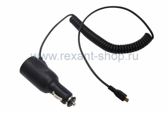Фотография товара 'Rexant Автозарядка с индикатором microUSB (АЗУ) 16-0243'