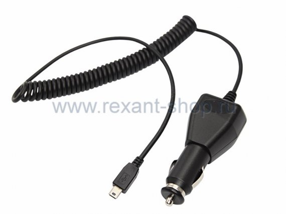Фотография товара 'Rexant Автозарядка с индикатором mini USB 16-0242'