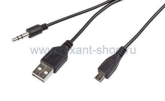 Фотография товара 'Rexant USB-AUX кабель на microUSB для портативных колонок 18-4290'
