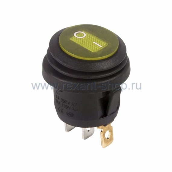 Фотография товара 'Rexant Выключатель клавишный круглый 250V 6А (4с) 36-2598'